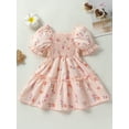 thumbnail image 3 of Arvbitana Toddler Girls Summer Casual Dresses Little Girl Short Puff Sleeve   Floral Dress Baby Kids Ruffle A-line Princess Dress for Party Pageant 1T-6T, 3 of 8