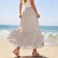 thumbnail image 5 of Womens Skirt Fashion Women‘s Solid Color Casual Elasticity High Waist Tiered Skirts Skirts for Women Khaki L, 5 of 9
