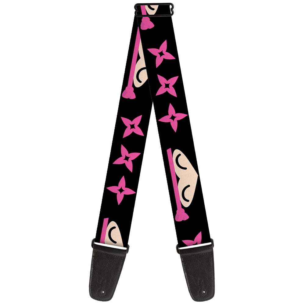 Buckle-Down Guitar Strap, Ninja Star Black Pink, 2 Inches Wide