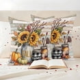 thumbnail image 3 of Fall Sunflower Outdoor Waterproof Pillow Covers, Thanksgiving Pumpkin Botanical Leaf Wooden Decorative Square Throw Pillowcase Sofa Cushion Sham for Patio/Couch/Chair, 20"x20" 2 Pack, 3 of 8