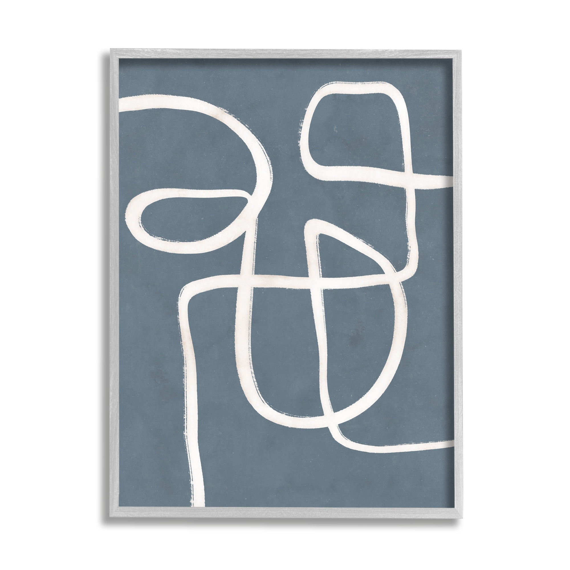 Stupell Industries Round White Squiggles Contemporary Abstract Design Graphic Art Gray Framed Art Print Wall Art, Design by Nina Blue