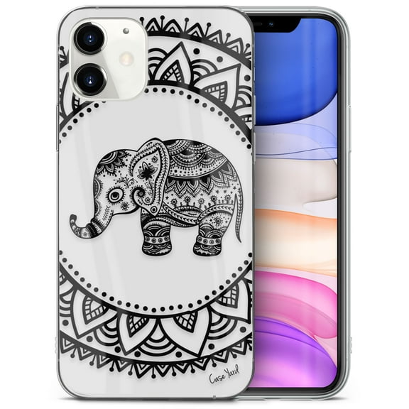 Case Yard iPhone-12-Mini Case Clear Soft & Flexible TPU Ultra Low Profile Slim Fit Thin Shockproof Transparent Bumper Protective Cover Drop Protective Cell Phone Cases (Elephant Mandala)