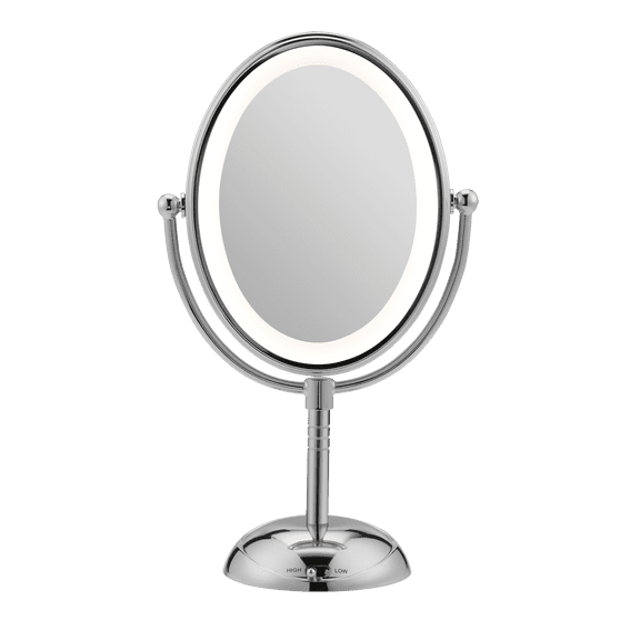 Conair Reflections LED Lighted Collection Double-Sided Makeup Mirror, 1x/7x magnification, Polished Chrome 1 Count BE51LEDX