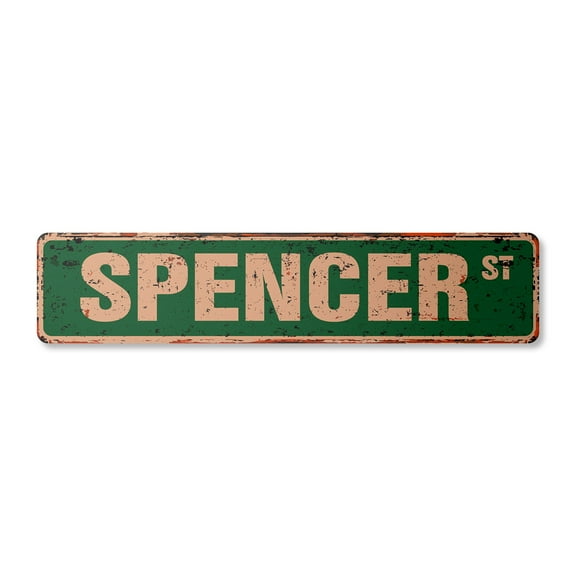 SPENCER Vintage Plastic Street Sign Childrens Name Room Sign | Indoor/Outdoor | 24" Wide