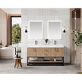 thumbnail image 3 of Vinnova Alistair 60" White Stone Top Oak Double Vanity Black Frame w/o Mirror, 3 of 17