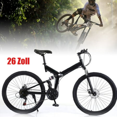 Miumaeov 26" Mountain Bike with 21 Speed Folding Mountain Bike Bicycle Carbon Steel Adults Foldable Bike Double V Brake Foldable City Cycling Bicycle Maximum Load Capacity 330lbs Black