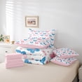 thumbnail image 6 of Feelyou Blue Pink Butterfly Bedding Comforter Set 7pcs for Girl, Dreamy Cartoon Stars Queen Bedding Sets, Kawaii Animal Reversible Queen Sheet Sets, Super Cozy Room Decor, 6 of 8