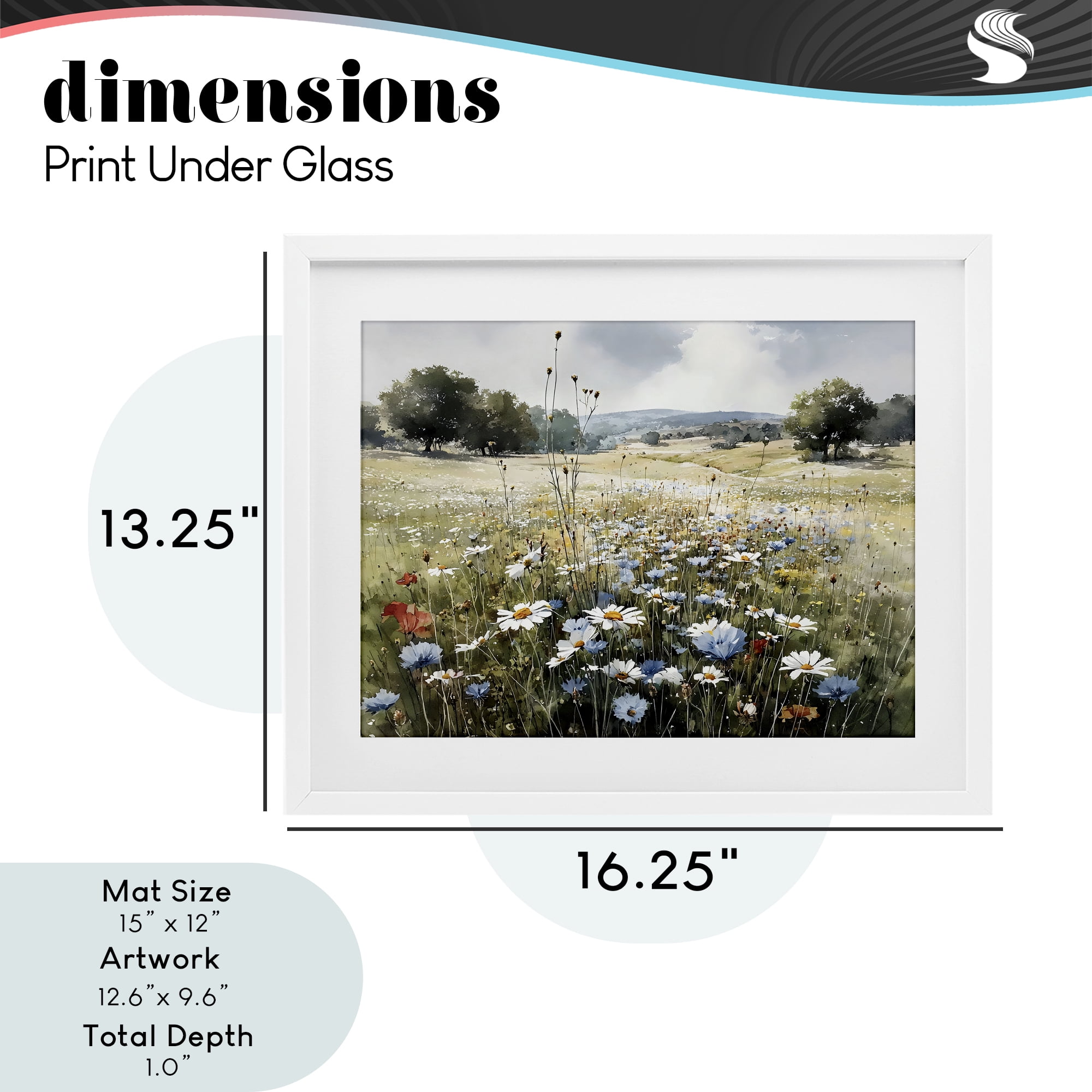Stupell Industries Calm Meadow of Wildflowers White Framed Print Under Glass, design by Franklyn Gregory