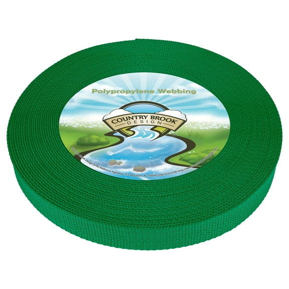 Country Brook Design - Kelly Green Heavy Polypro Webbing - 5 Vibrant Colors (5/8 Inch, 100 Yards)