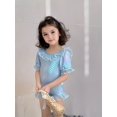 thumbnail image 2 of Princess Style Girls 1PC Shiny Mermaid Swimsuit, Ruffle Backless Short Sleeve Swimsuit Beach Holiday Pool Bathing Swimming Suits, 2 of 5