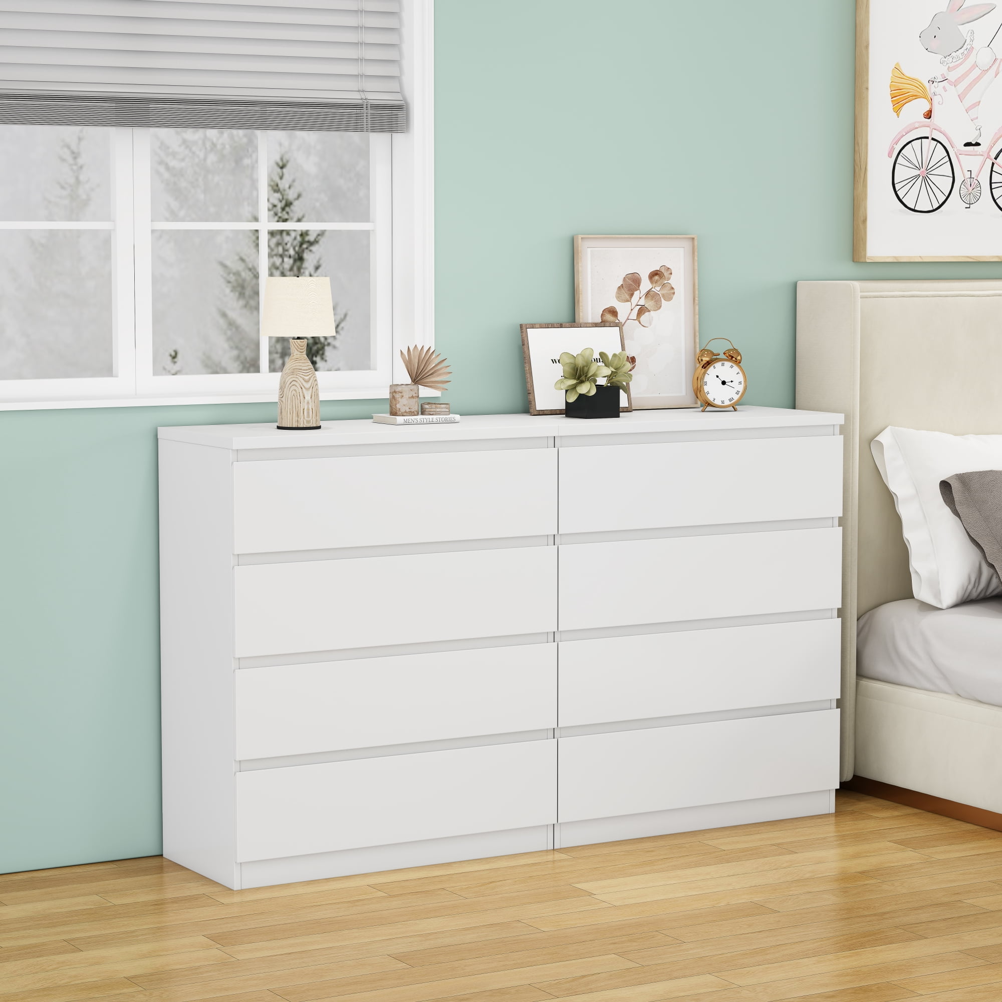 4 Drawer Dresser for Bedroom,31.5"W Modern Chest of Drawers with Hidden Handle,Wooden Closet Chests Organizer for Bedroom, Living Room,White