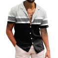 thumbnail image 1 of Playeras Hombres Casual Manga corta Primavera Verano Turndown Neck 3D Impreso Camisas Moda Top Blusa Camisas (Black, XXL), 1 of 4