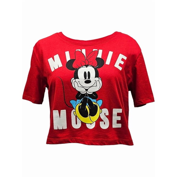Disney Minnie Sitting Red Junior Crop Top, XS-XL (Women's)