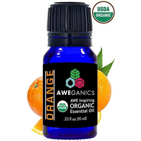 Aweganics Pure Orange Oil USDA Organic Essential Oils, 100% Pure Natural Premium Therapeutic Grade, Best Aromatherapy Scented-Oils for Diffuser, Home, Office, Women, Men - 10 ML - MSRP (Best Essential Oil Brands Uk)