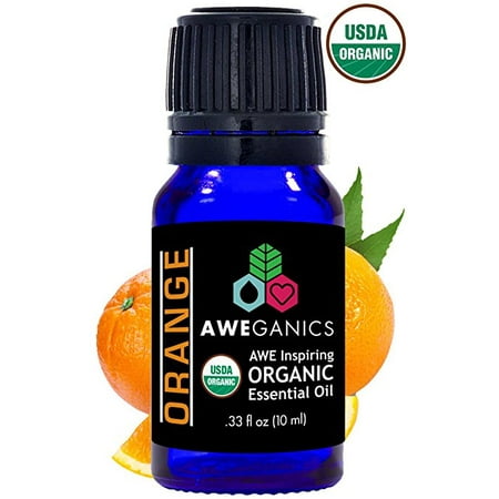 Aweganics Pure Orange Oil USDA Organic Essential Oils, 100% Pure Natural Premium Therapeutic Grade, Best Aromatherapy Scented-Oils for Diffuser, Home, Office, Women, Men - 10 ML - MSRP (Best Quality Essential Oil Brands)