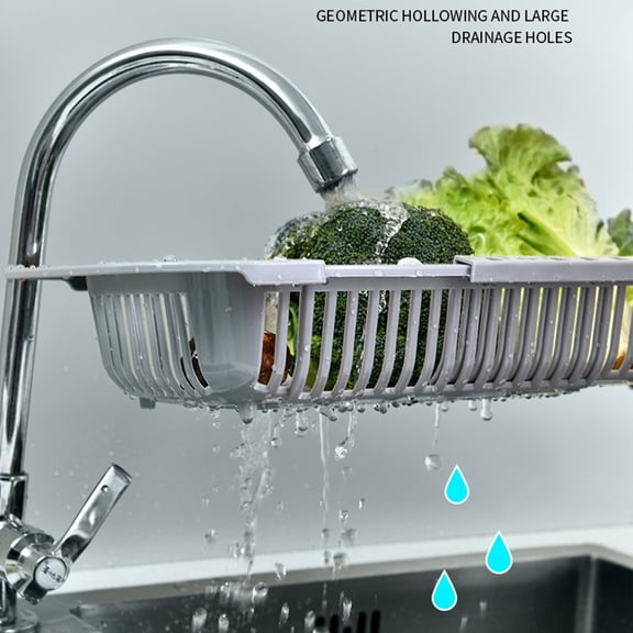 Expandable Sink Drying Rack & Dish Drainer Basket | Adjustable 35-45cm Kitchen Organizer for Plates, Utensils & Cleaning Supplies | White, Gray, Blue, Yellow