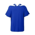 thumbnail image 5 of Ediodpoh Womens Sexy Lace Solid Short Sleeve Casual T Shirt Blouse Tops Womens Tops Casual Blue_001 L, 5 of 5