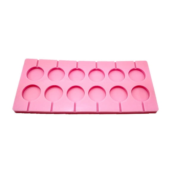 Moldes de silicona para 12 piruletas de chocolate y caramelo duro con 12 palitos para fiestas de Halloween y Navidad - Redondos (rosas)