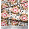 thumbnail image 2 of Soimoi Satin Silk Fabric Floral,Hummingbird & Squirrel Animal Fabric Prints by Yard 42 Inch Wide, 2 of 3