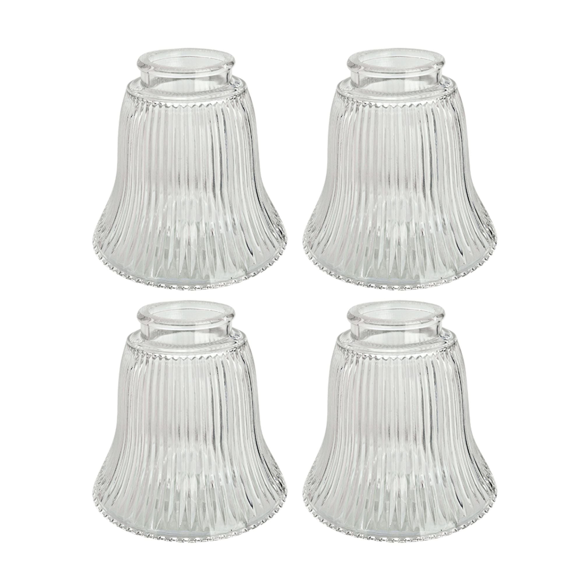 Clear Ribbed Glass Bell Ceiling Fan Replacement Shades, Set of 4