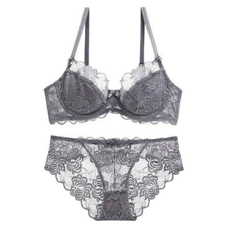 Leakproof Ladies Underwear Womens Sexy Lace Lingerie Womens Comfortable And Breathable Gathering Oversized Bra Set Sexy Underwear for Women(Size:36/80D)