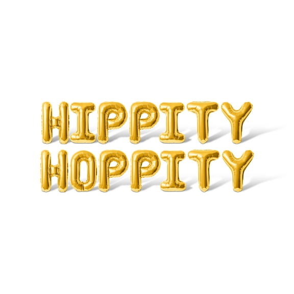 Letter Balloons - HIPPITY HOPPITY 16" Inch Alphabet Letters Foil Mylar Balloon Easter Party Banner (Gold)