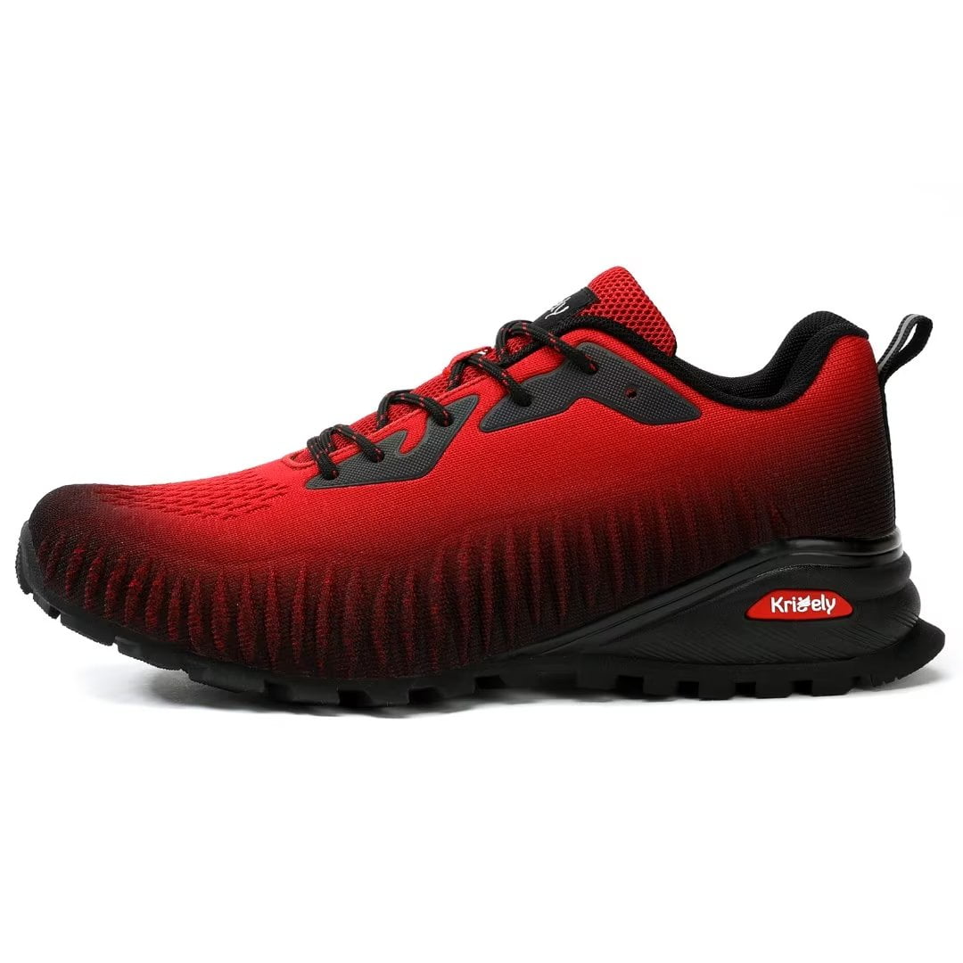 Kricely Men's Trail Running Shoes Fashion Hiking Sneakers for Men Camo Tennis Cross Training Shoe Mens Casual Outdoor Walking Footwear Red Size 11