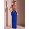 thumbnail image 2 of Royal Blue Cowl Neck Maxi Dress, Elegant Halter Sleeveless Evening Gown For Formal Occasions, 2 of 5