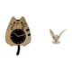 thumbnail image 1 of Reloj de pared esférico con forma de gato, adorno silencioso para cocina, oficina o hogar. Escultura de metal coleccionable, ideal como regalo de inau, 1 of 7