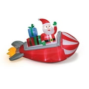 Holiday Time Flickering Santa Gift Rocket Inflatable, 7FT