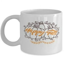 Happy Fall 11 oz Coffee Mug - Autumn Design White Ceramic Gift