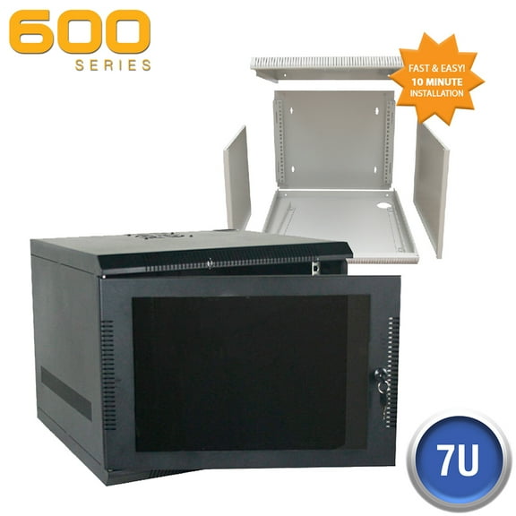 EZ-Assembly Wall mount Enclosure, 7U, 19" x 20.5W x 20"D, Black