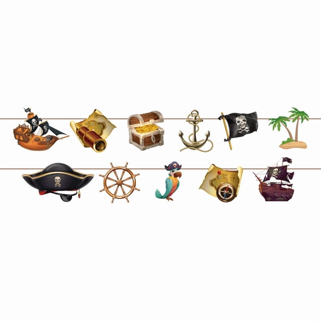 Pirate Birthday Party Decoration Supplies Disposable Tableware Set Pirate Treasure Map Backdrop Cup Birthday Party For Boys Kid