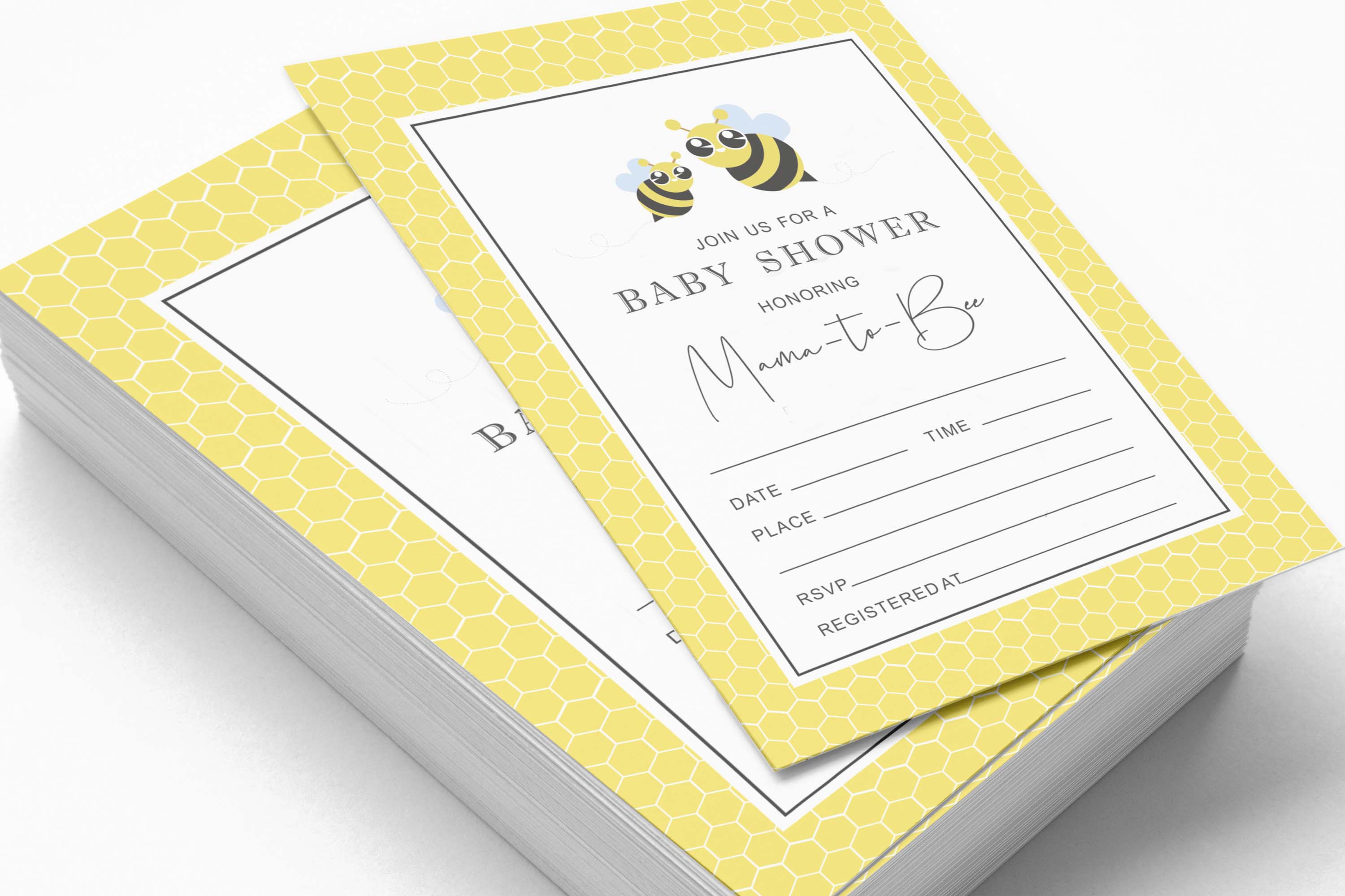Inkdotpot 30Gender Neutral Baby Shower Invitation Cards Mommy Bee Fill In Blank Invites