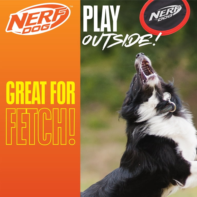 Nerf Dog Toy - 11'' Nylon Frisbee Flyer Pet Toy - Black/Red