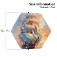 thumbnail image 2 of Disketp Sailing Ship Ocean Sunset Funny Coasters,4 Pcs Leather Coasters with Holder, Perfect Housewarming Hostess Gifts,Protect Furniture from Water Marks Scratch and Damage-Hexagon, 2 of 6