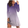 thumbnail image 1 of ICHUANYI Clearance Fashion Women Casual Loose Round Neck Long Sleeve Comfy Printing Dresses(Purple, XXL) ICHUANYI WER2023081206273, 1 of 4