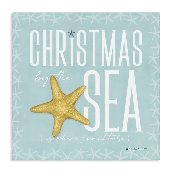 Stupell Industries Traditional Christmas By The Sea Turquoise Canvas Art, 30 x 30, by Stephanie Workman Marrott