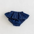 thumbnail image 2 of WAYUTE Girls Shorts Elastic Waisted Solid Color Denim Ruffle Skort Summer Shorts with Layered Cake for Toddler Kids Play Casual Clothes,Blue, 2 of 4