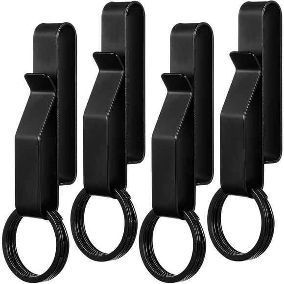 4 Pcs Duty Belt Key Holders Belt Key Clips Stainless Steel Belt Key Holders with Keyrings for Police Fire Agencies