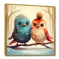 thumbnail image 2 of Designart "Christmas Bird Lovers for Nursery I" Animals Framed Wall Art - Traditional Red Bird Entryway Framed Wall Art, 2 of 6