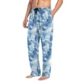 thumbnail image 5 of Men's Sleep Pants Lightweight Pjs Sleepwear Comfortable Lounge Pants Bottom Pants with Pocket Fluid Indigo Waves, 5 of 7