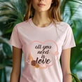 thumbnail image 5 of All You Need Is Love Graphic T-Shirt with Stethoscope Heart Design, Gold, Size S, 5 of 6