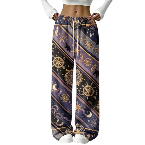 Fabrcox Halloween Pajamas Pants Women Flannel Funny Ghost Pumpkin Spooky Lounging Pants for Women Comfy Fall Winter Warm Wide Leg Sleeping Pants Women
