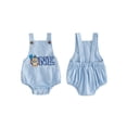 thumbnail image 2 of BemeyourBBs Baby Boy First Birthday Outfit 1st Birthday Clothes One Years Old Summer Bubble Romper Overalls Bear Holding Ballon Letter Embroidery Sleeveless Bodysuit Jumpsuit Playsuit, 2 of 9