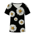 thumbnail image 5 of USSUMA Daisy Print T-Shirts for Women Trendy Bohemian Retro Basic Flowy Women's Shirts and Blouses Short Sleeve Women Tops Dressy Casual Summer V Neck Plus Tunics Beach, 5 of 6