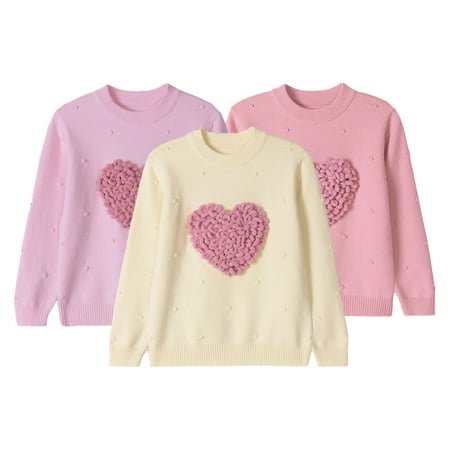 

FJUCHAI Solid color Knitwear for Girl s Kids Crew Neck Sweater Toddler Fall Casual Pullover Top for 4-10Y