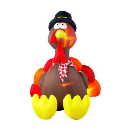 Gemmy Airblown Thanksgiving Inflatables Turkey with Pilgrim Hat, 6'