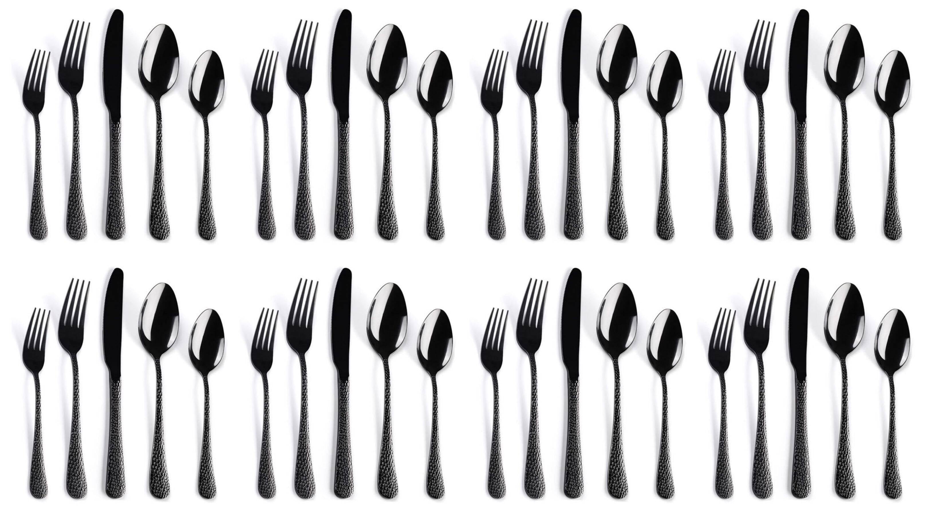40 Piece Hammered Flatware Set for 8, Utensils Tableware Cutlery Set