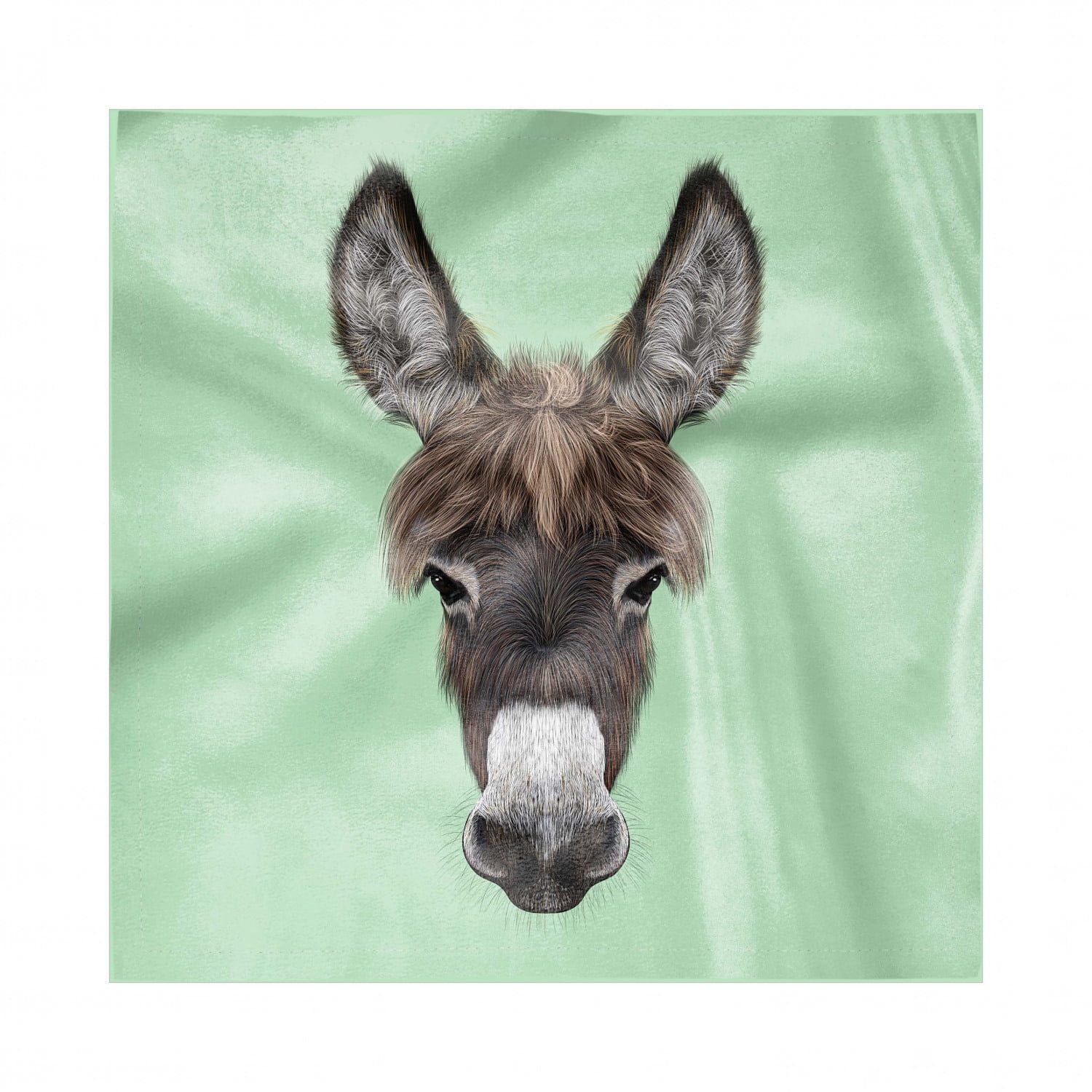Donkey Napkins Set of 4, Illustrated Portrait of a Donkey with Luxuriant Forelock Hipster Style